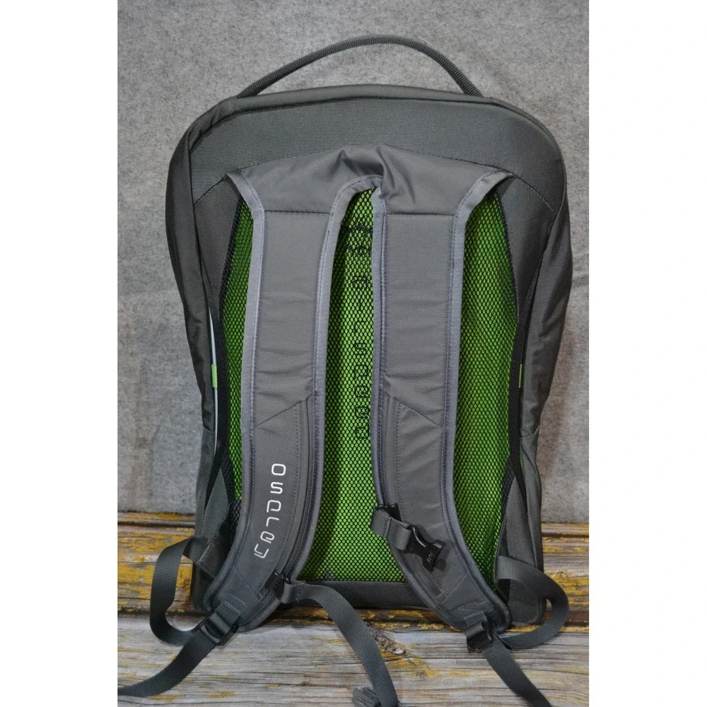 Osprey Meridian Backpack Gray Green Laptop Utility Pouch Unisex Nylon Hiking